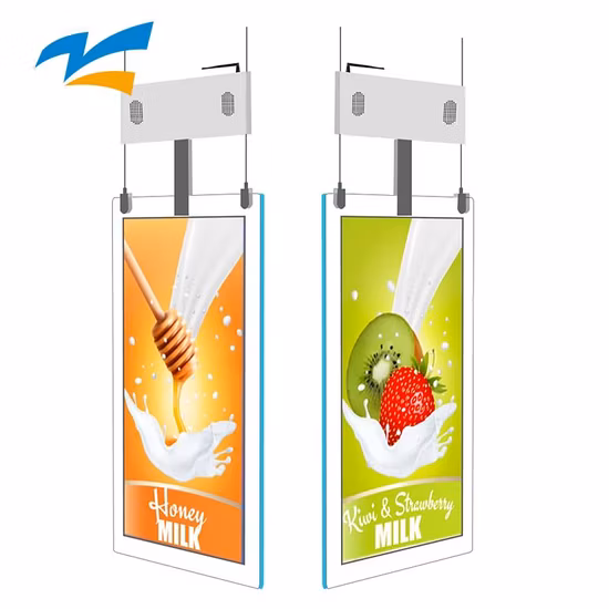Advertising Double Sided Hanging Display Digital Signage LCD High Brightness LCD Digital Advertising Transparent Screen Display