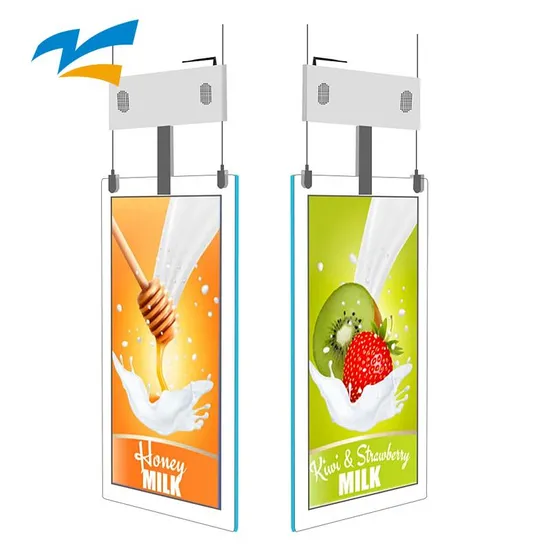Publicidade Dupla Face Pendurada Display Digital Signage LCD Alto Brilho LCD Publicidade Digital Tela Transparente Grande Display LCD