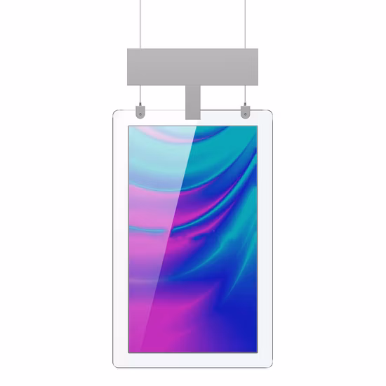 Pendurado dupla face super fino sinalização digital transparente ultrafina e displays